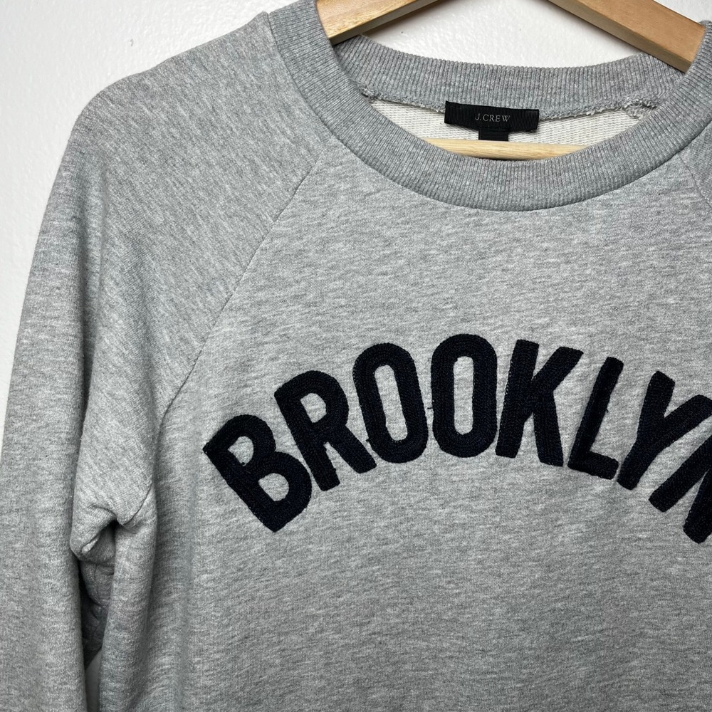 J. Crew Brooklyn Pullover Sweatshirt Gray Crew Neck 3/4 Sleeve size small - Picture 5 of 12